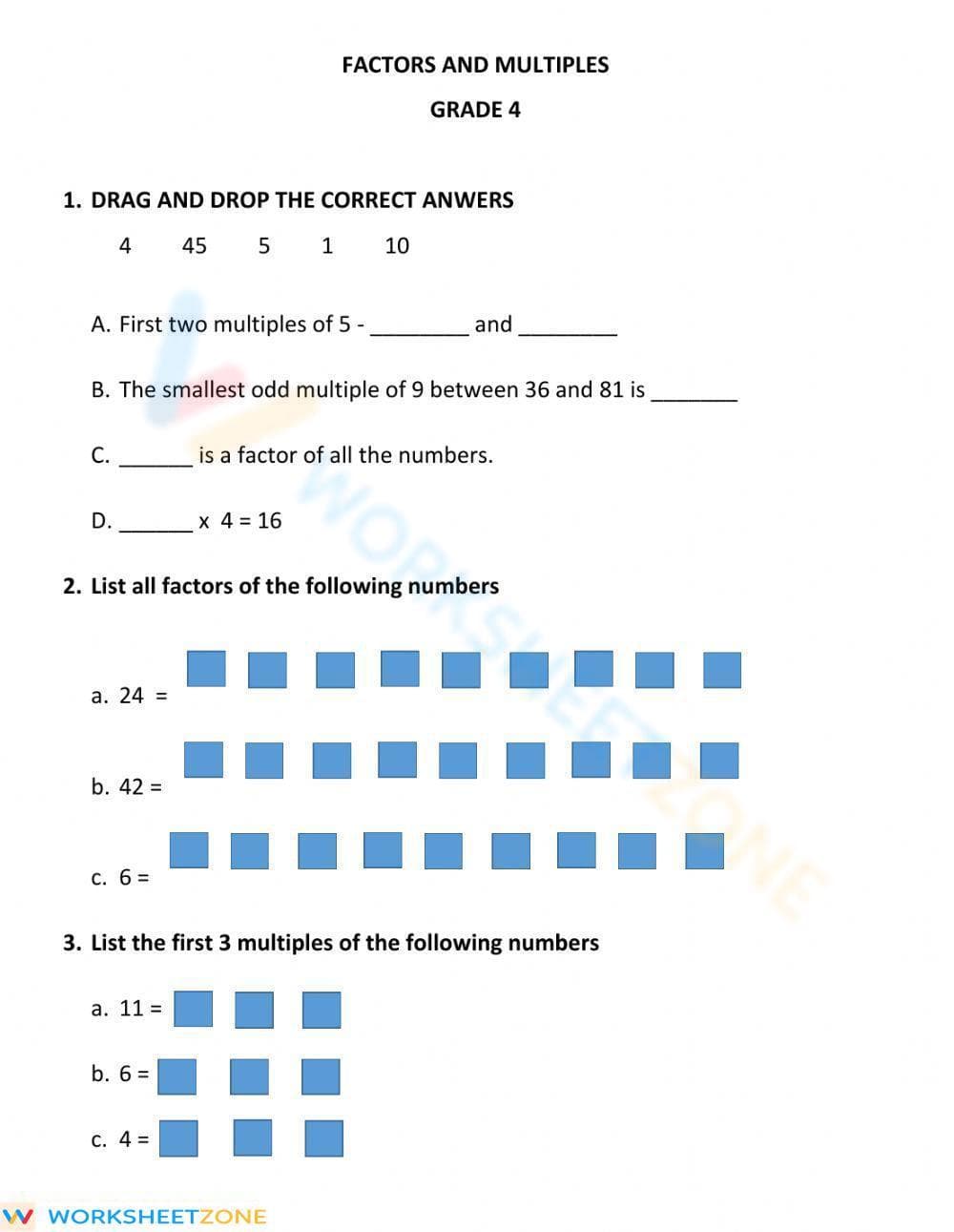 Factors and multiples - Page 1