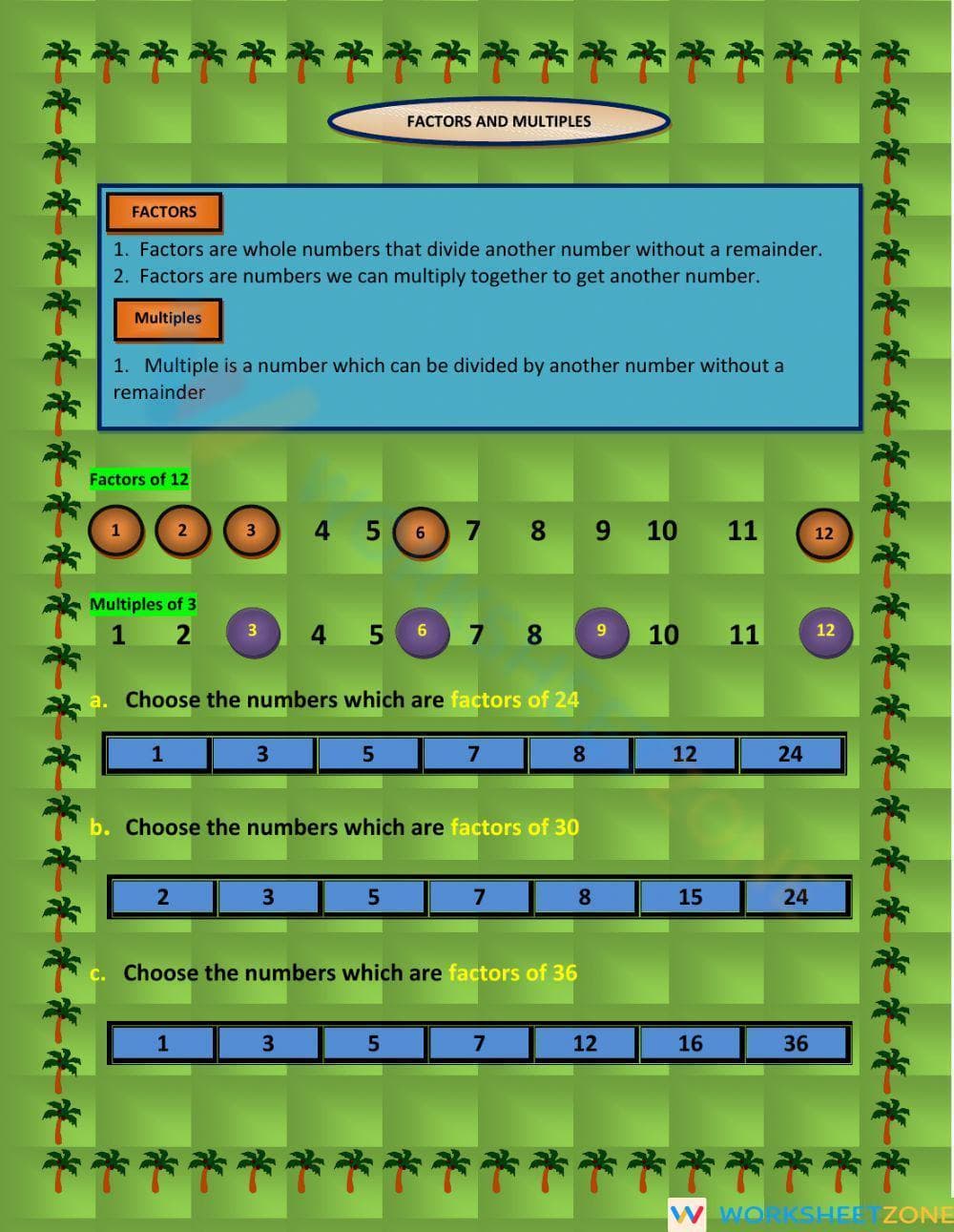 Factors and Multiples - Page 1