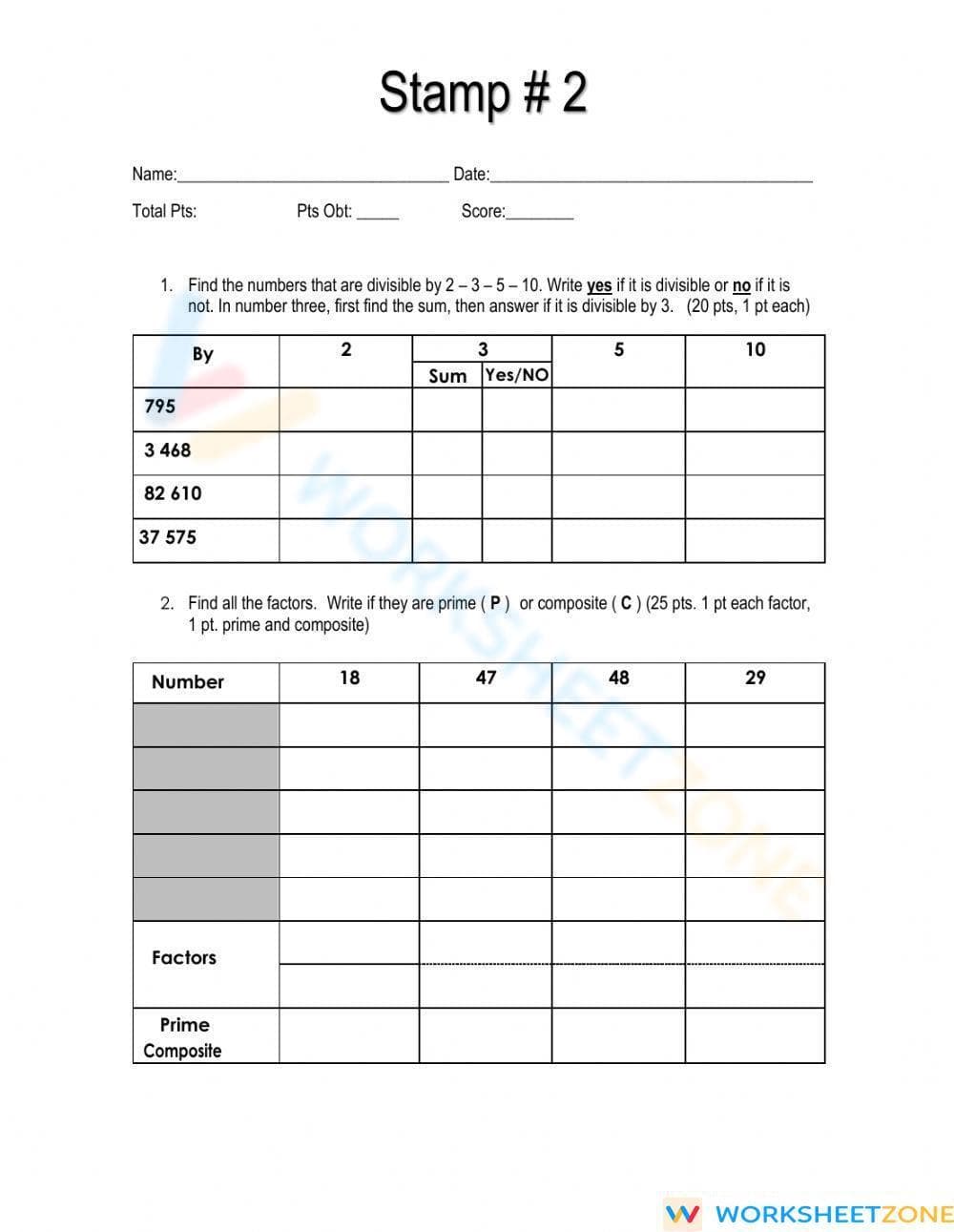Factoring Numbers - Page 1