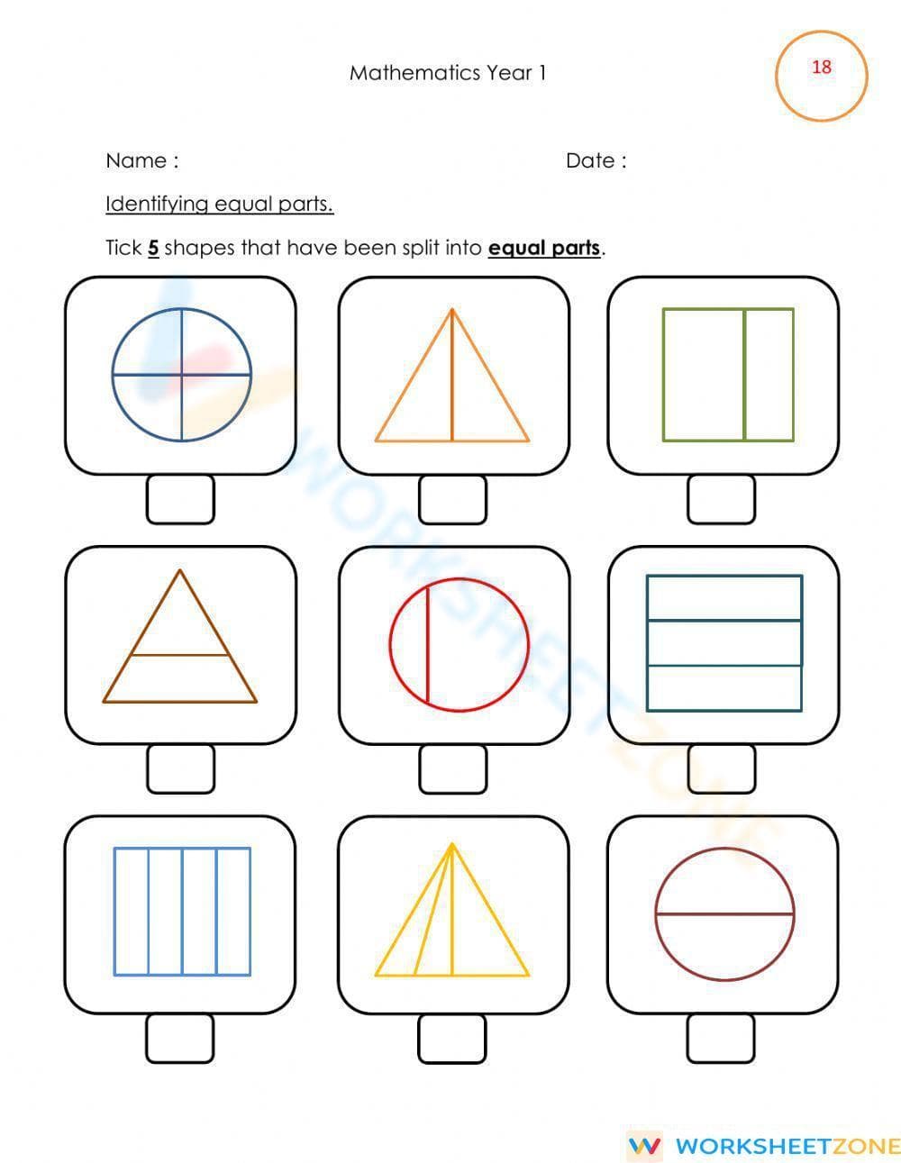 Identifying equal parts - Page 1