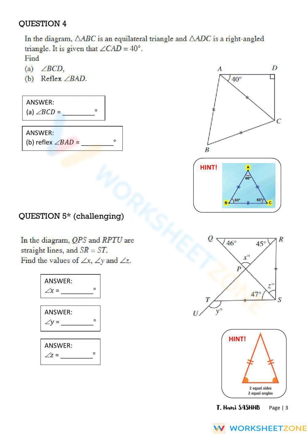 Triangles and their properties of Angles - Page 3