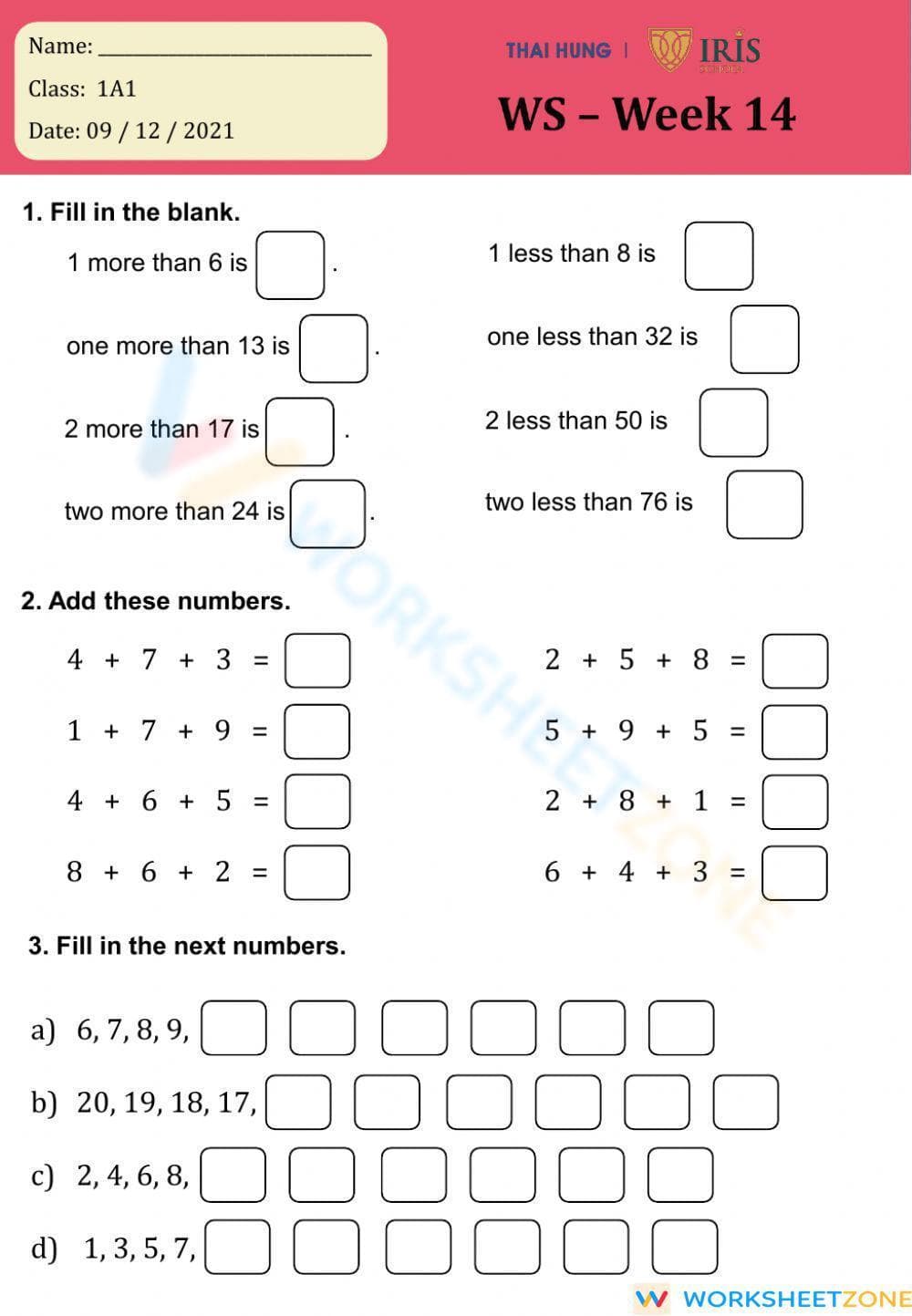 Grade 1 - Revision - Page 1
