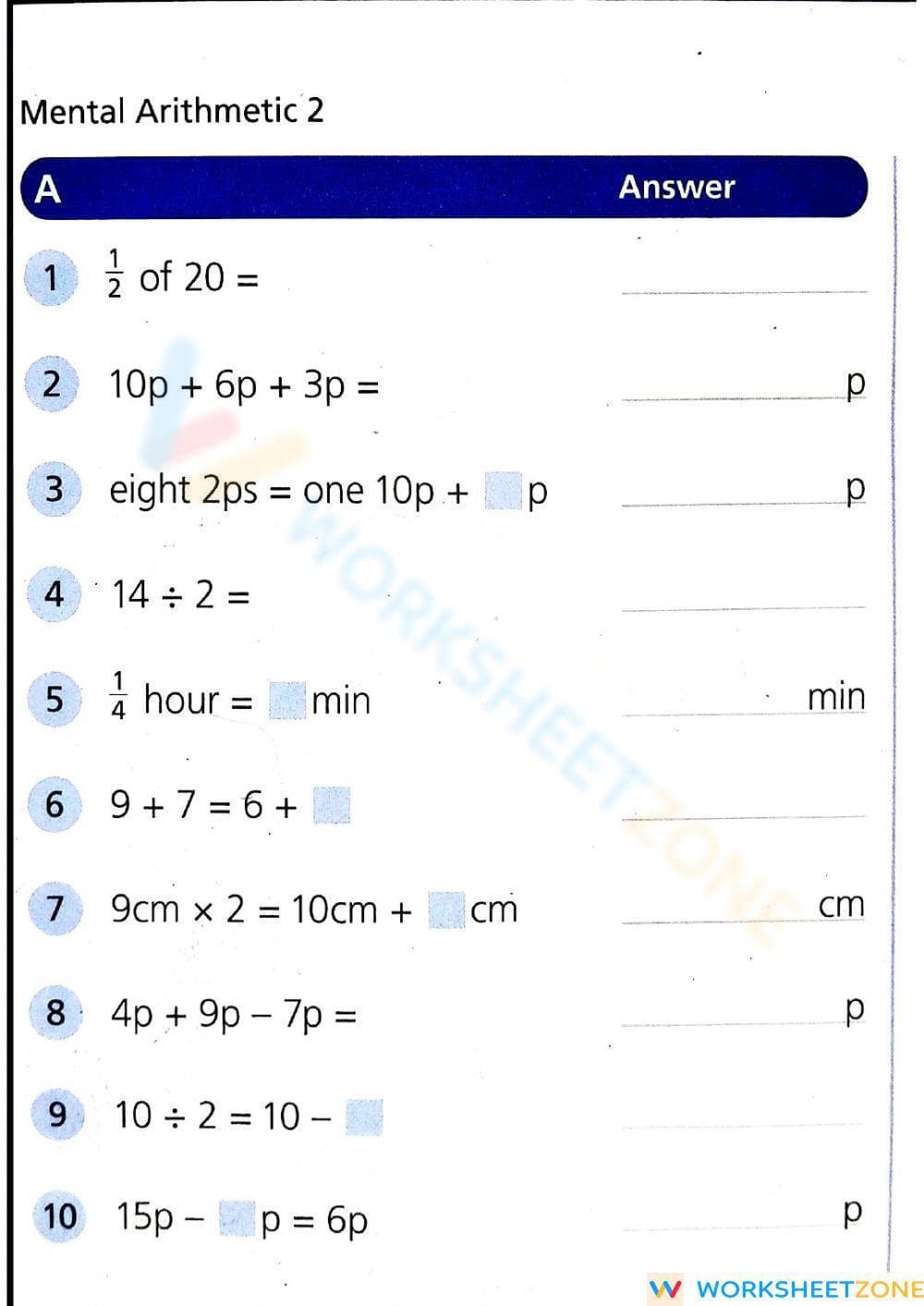 Mental Maths - Page 1