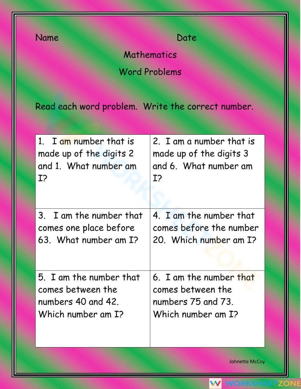Word Problems - Page 1