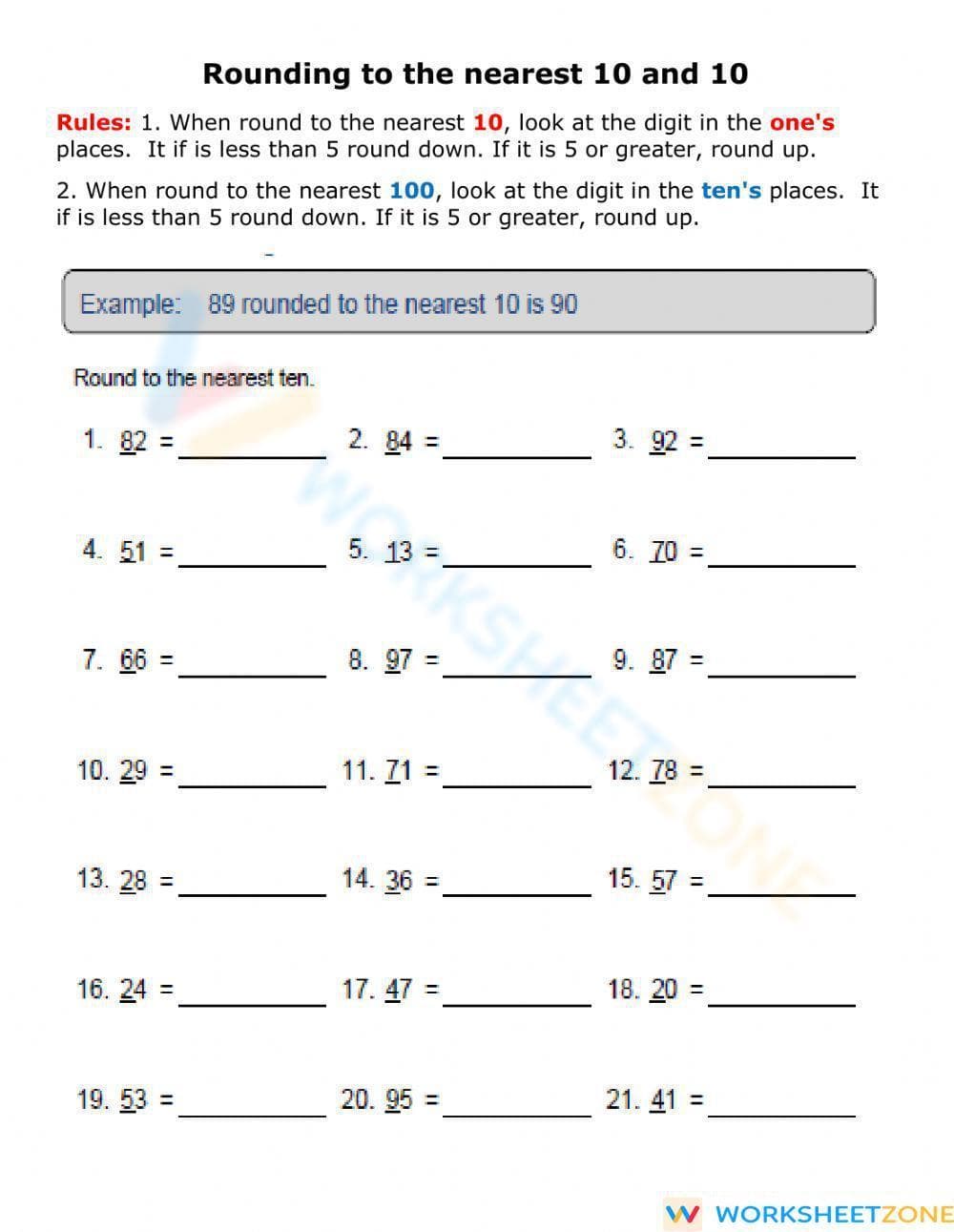 Rounding to Nearest 10 and 100 - Page 1