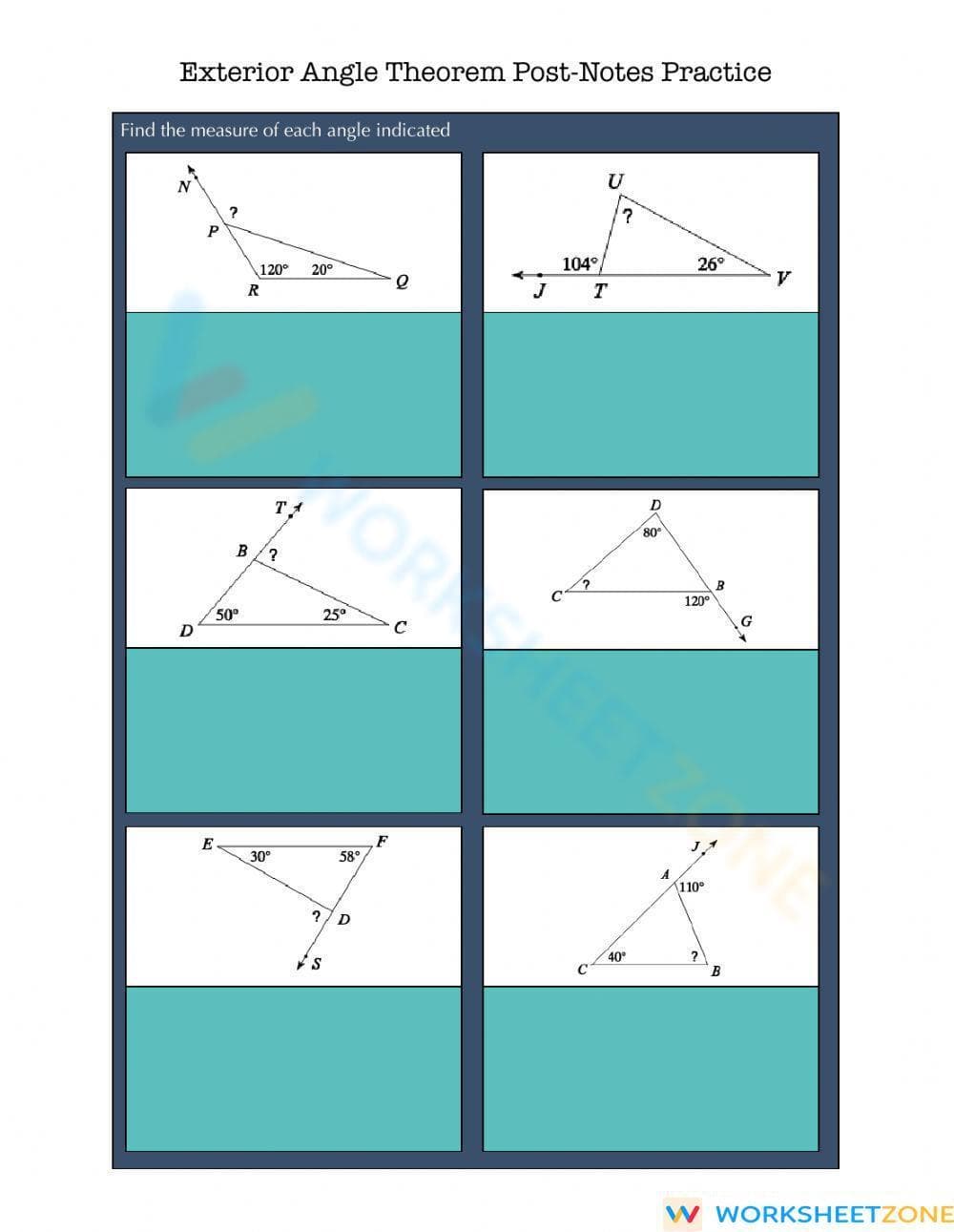 Exterior Angle Theorem Practice & Notes - Page 1