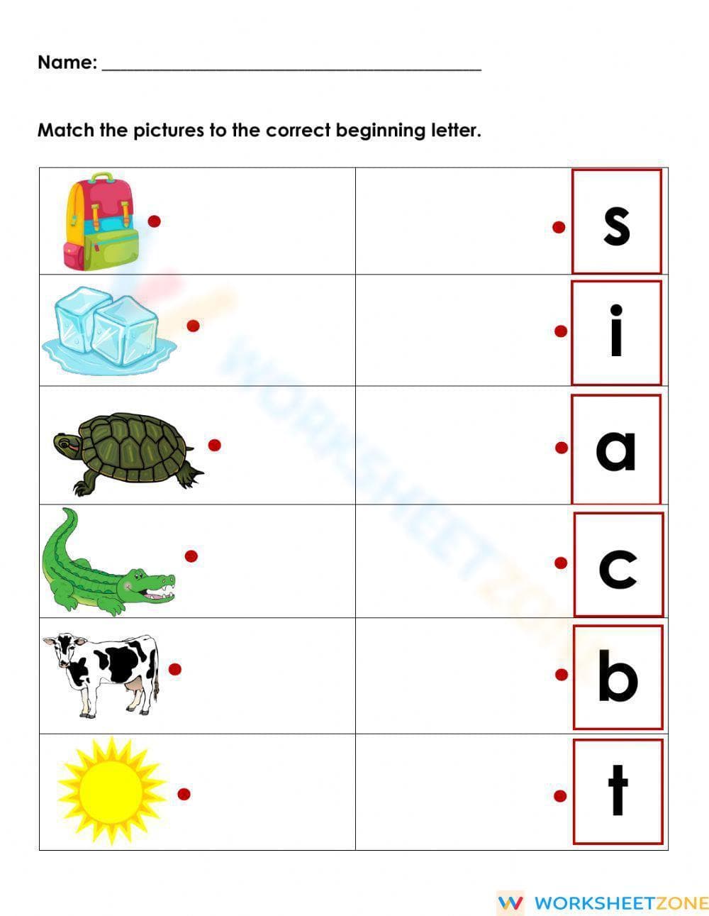 Picture to Letter Matching - Page 1