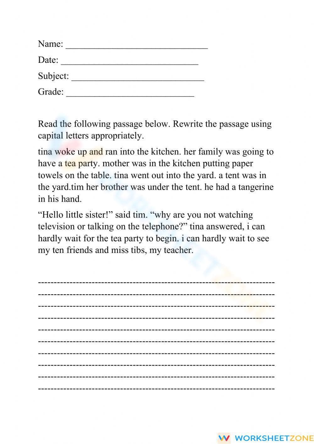 Capital letter worksheet - Page 1