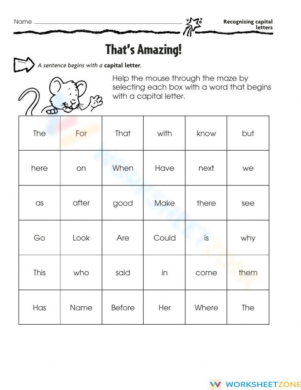 Recognizing Capital Letters - Page 1