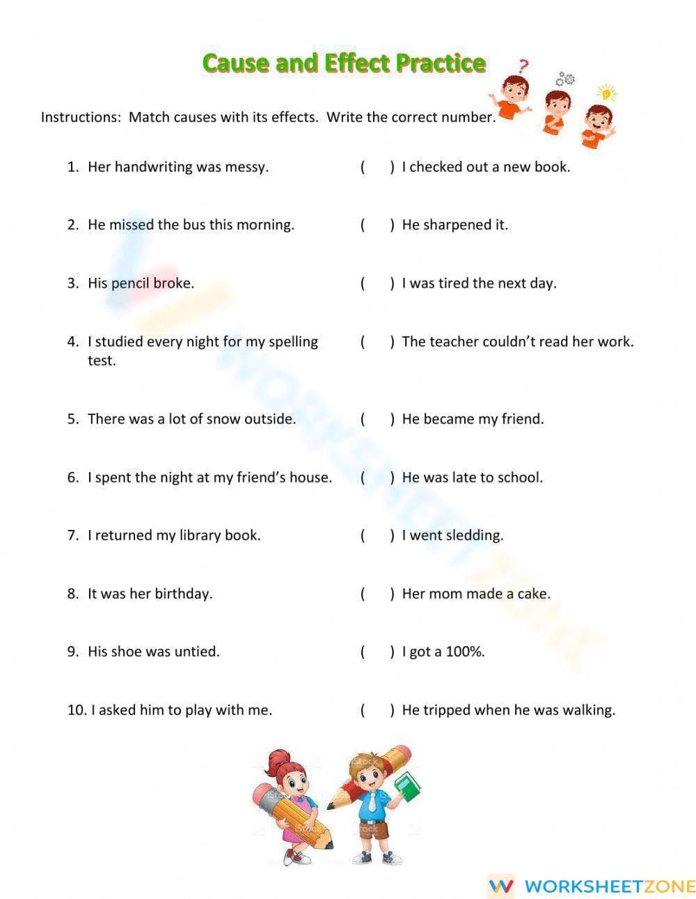 Cause and effect match - Page 1