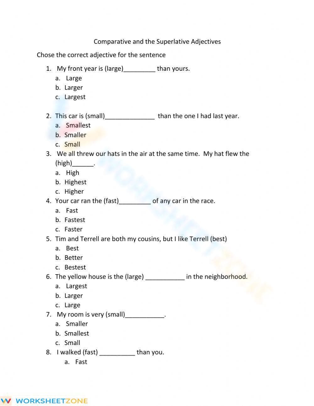 Comparative and Superlative Adjectives - Page 1