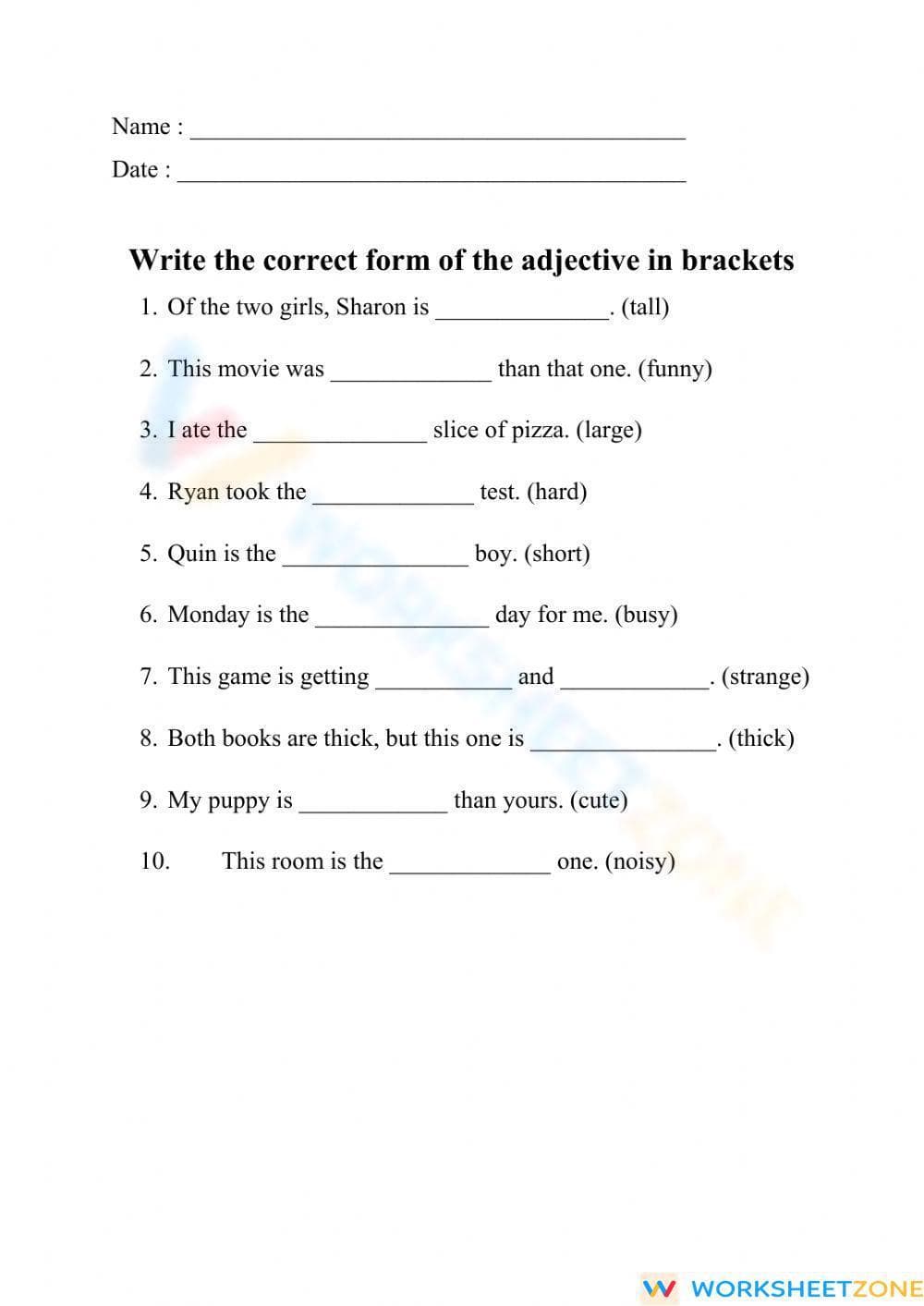 Comparative and Superlative Adjectives - Page 1