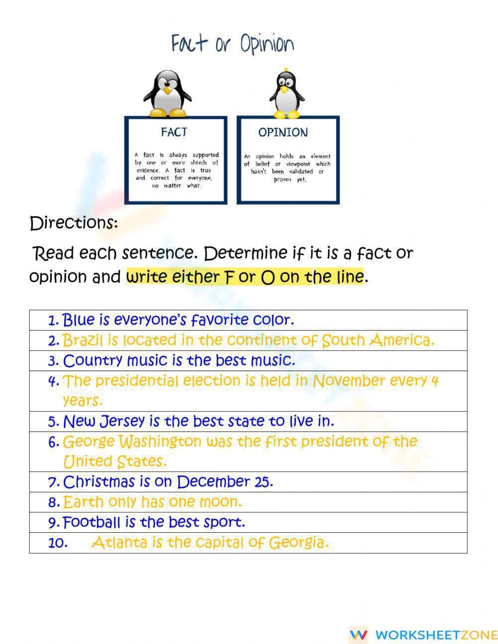 Fact or Opinion - Page 1