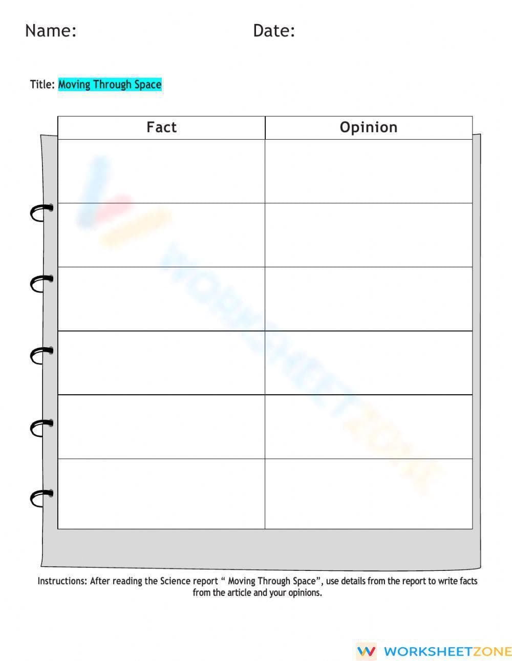 Facts and Opinion Chart - Page 1