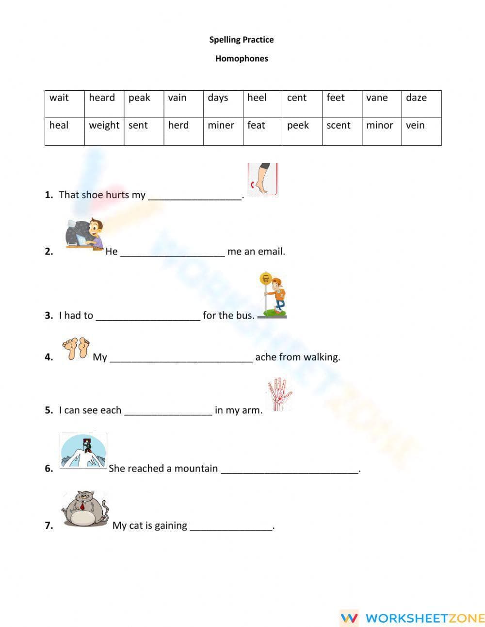 Homophones Practice - Page 1
