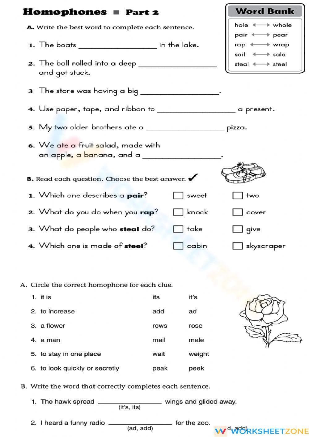 Homophones. Practice 1 - Page 2