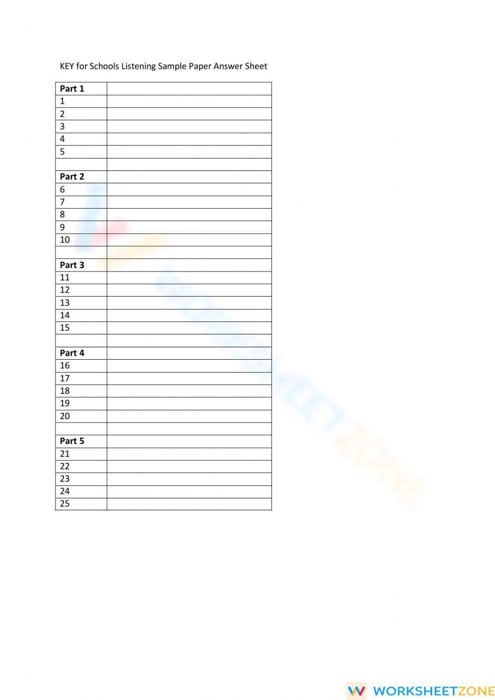 Mock Answer Key - Listening - Page 1