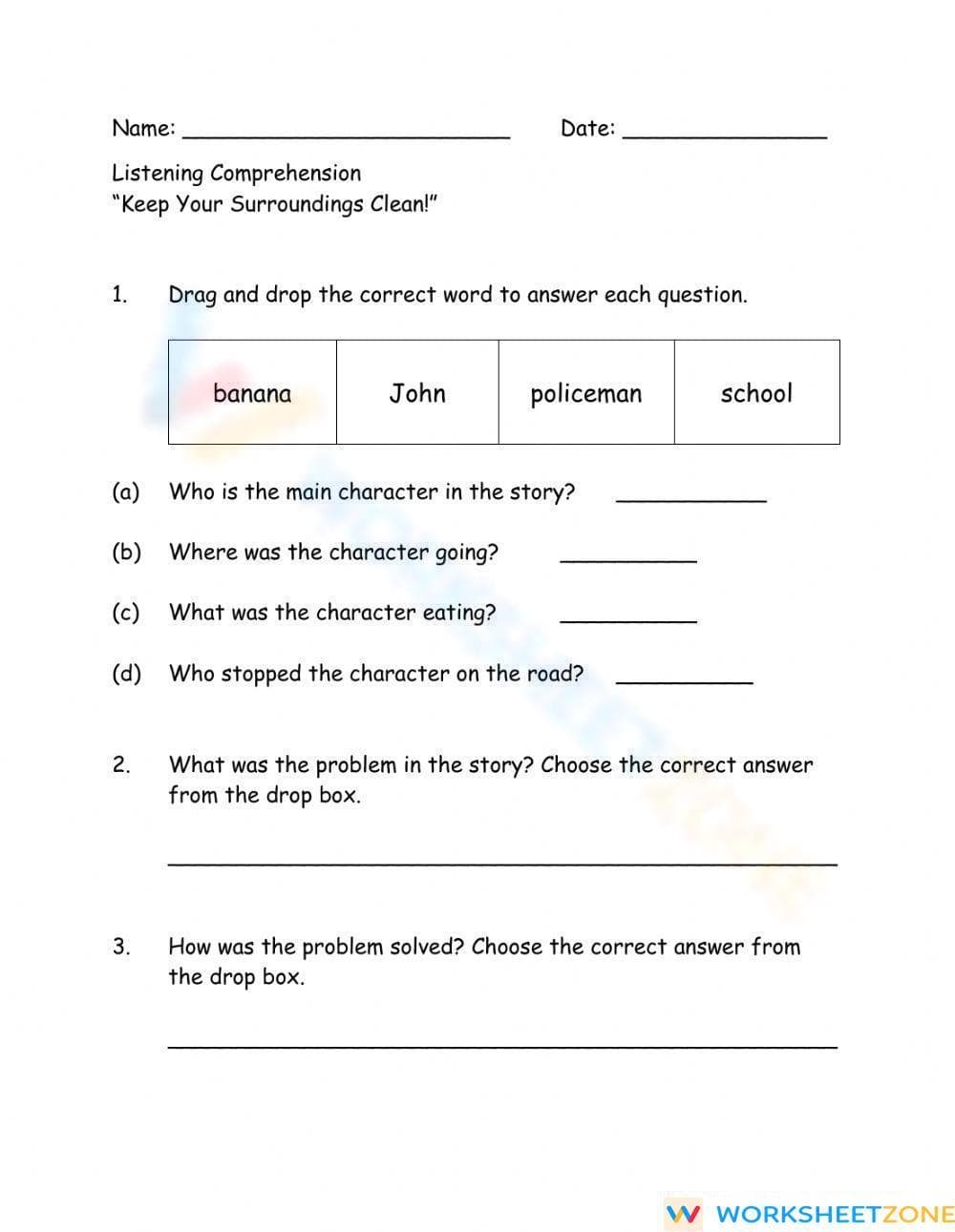 Listening Comprehension - Keep Your Surroundings Clean! - Page 1