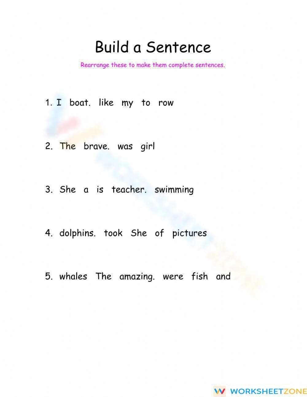Sentence Building - Page 1