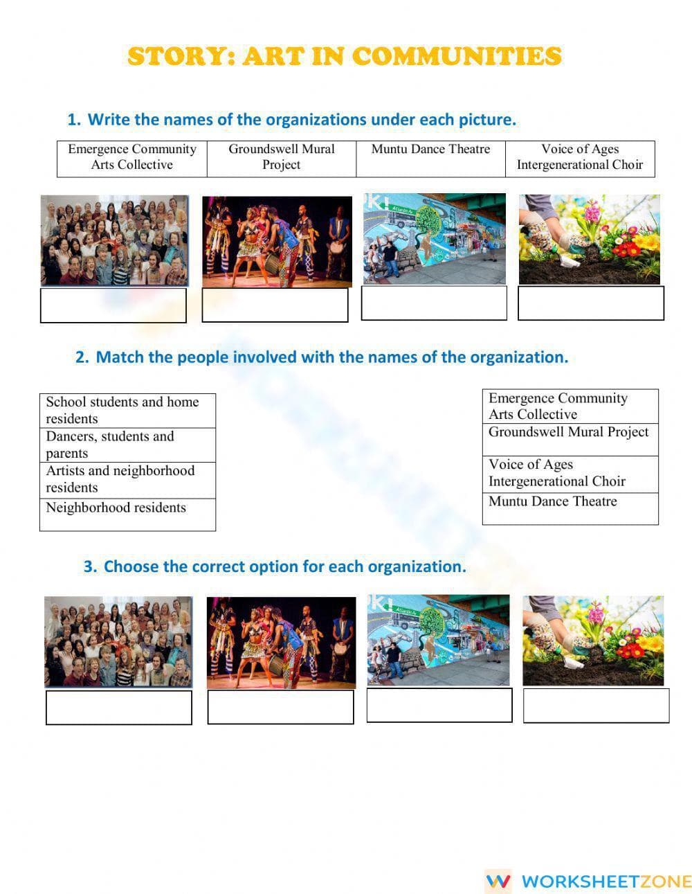 Art in Communities Worksheet for Students - Page 1