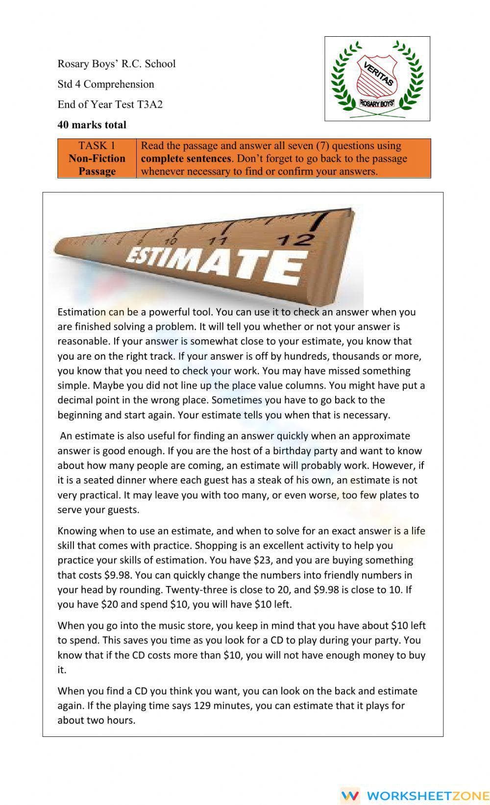 Comprehension T3A2 - Page 1