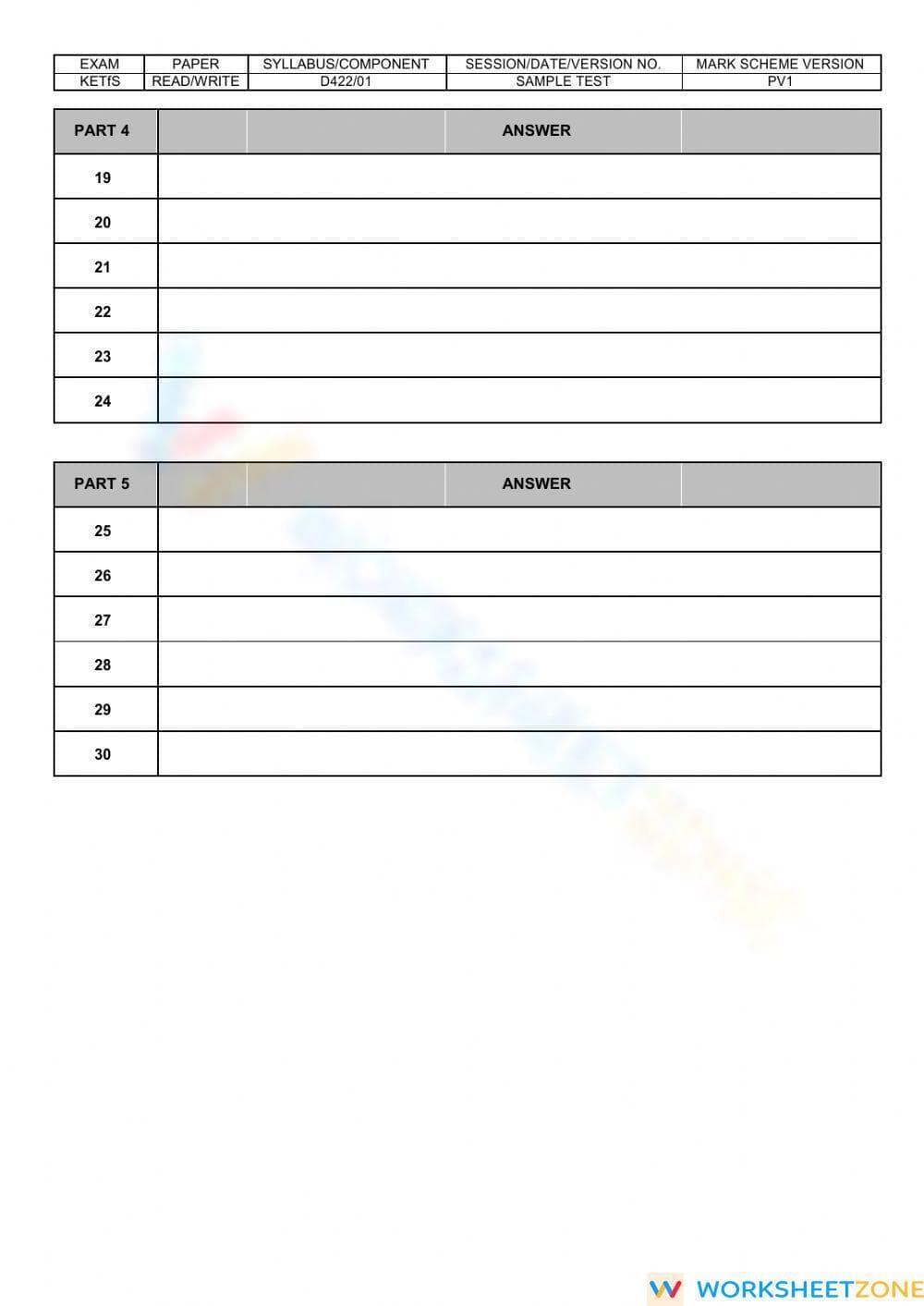 Mock Answer Key - Reading & Writing - Page 2