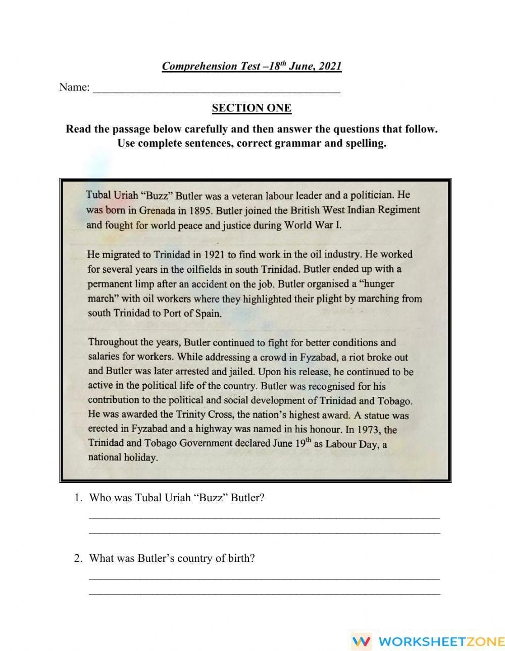 Comprehension - Page 1