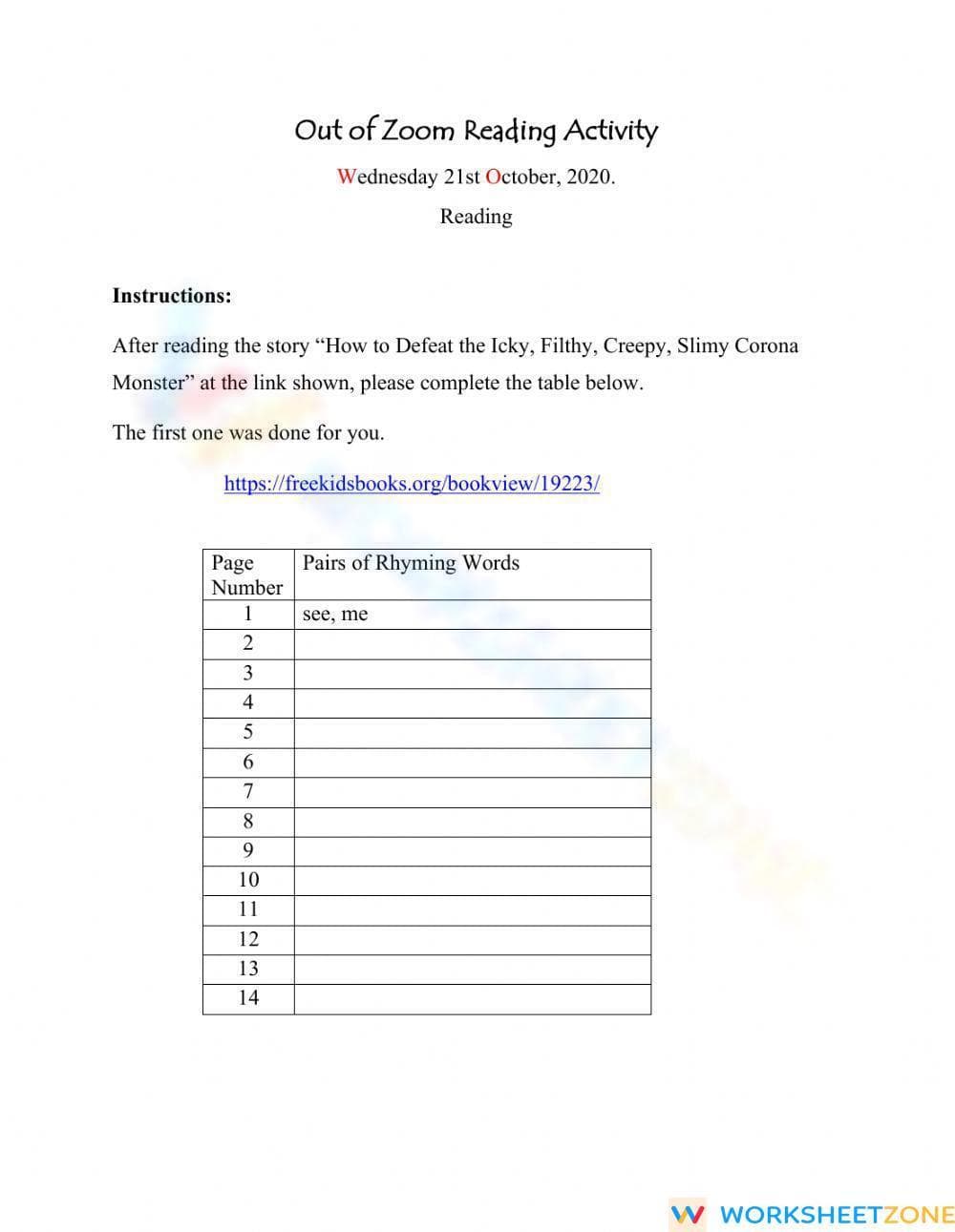 Rhyming Words - Page 1