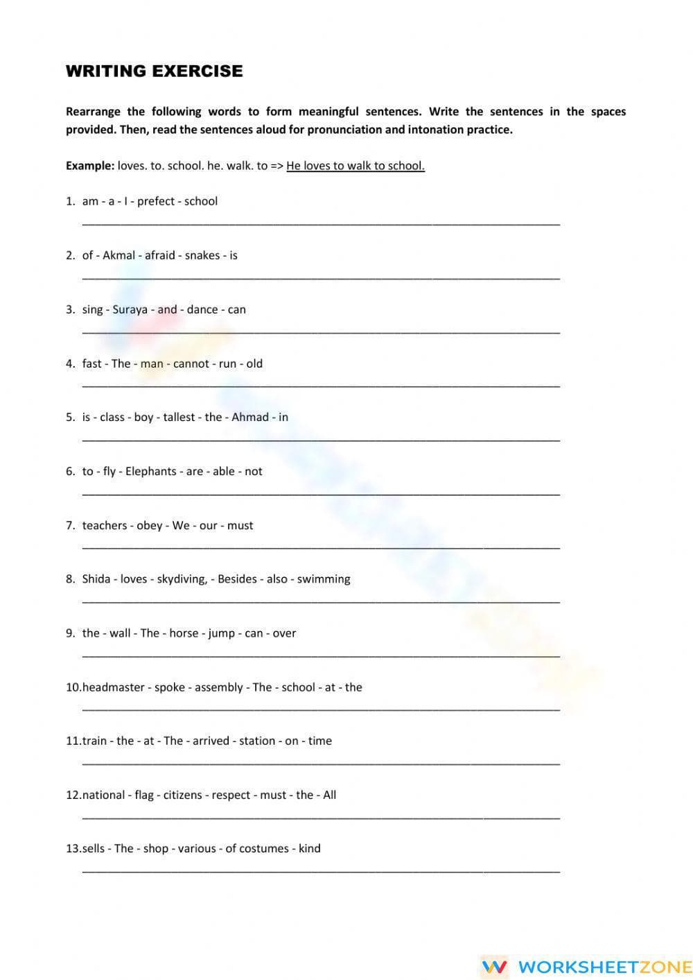 Writing correct sentences - Page 1