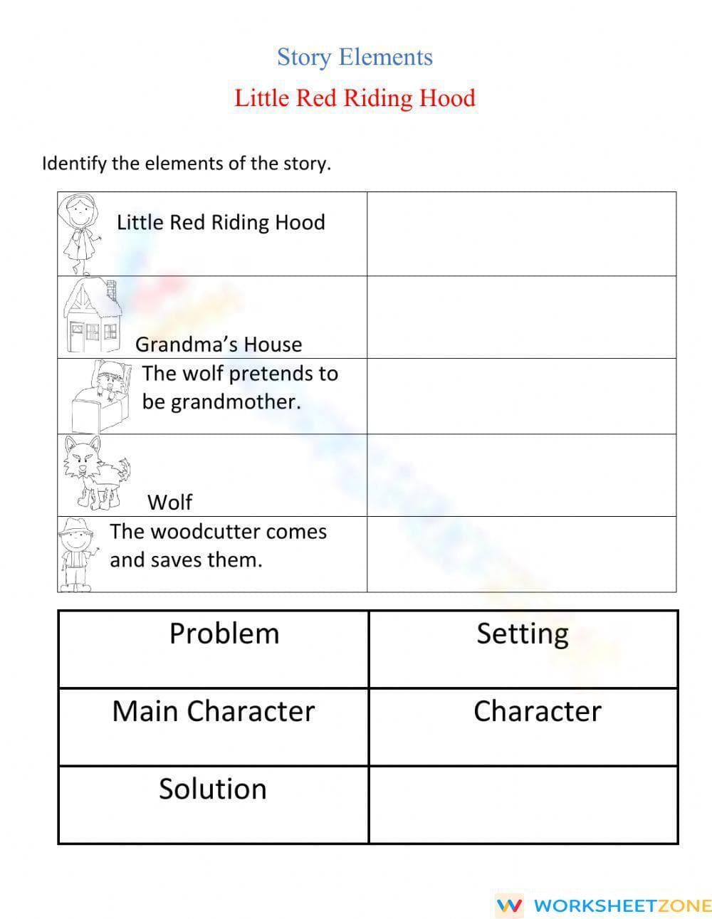 Little Red Riding Hood Story Elements - Page 1