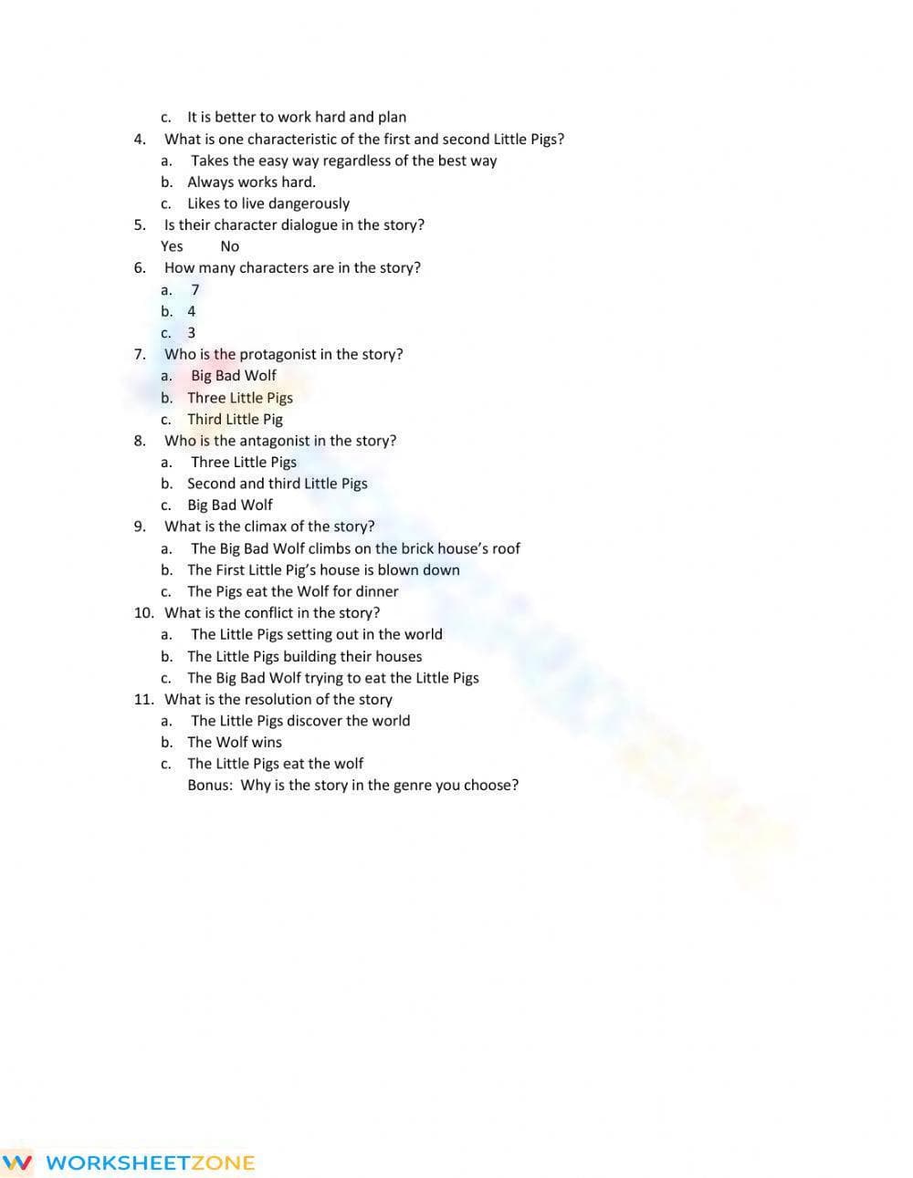 Parts of a Story in -Three Little Pigs- - Page 2