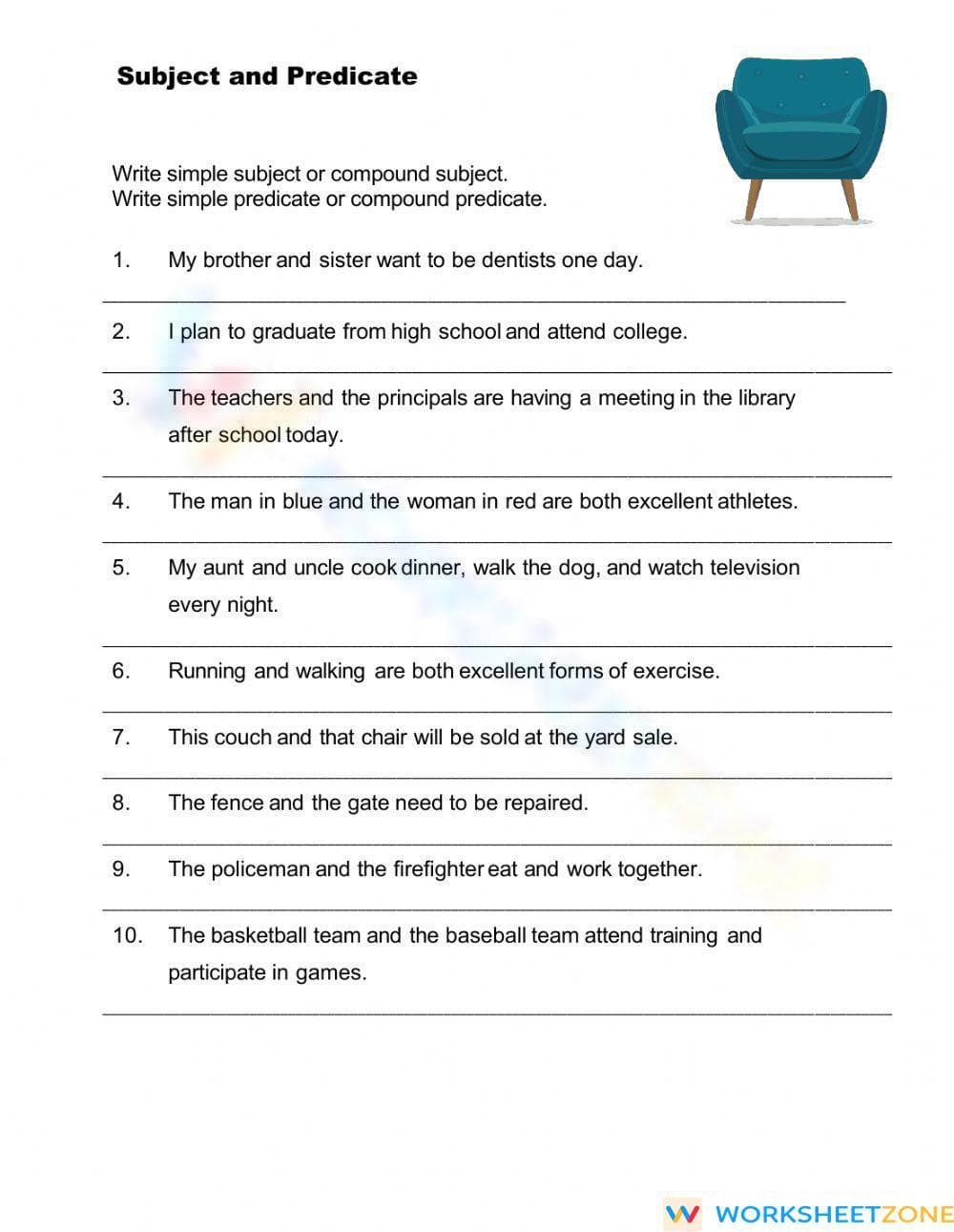Grammar Practice: Subject and Predicate - Page 1