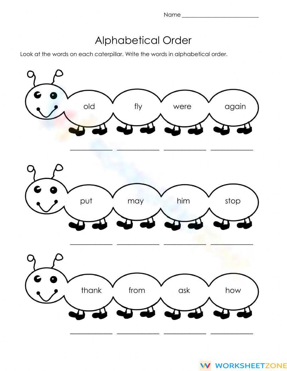 Alphabetical Order - Page 1