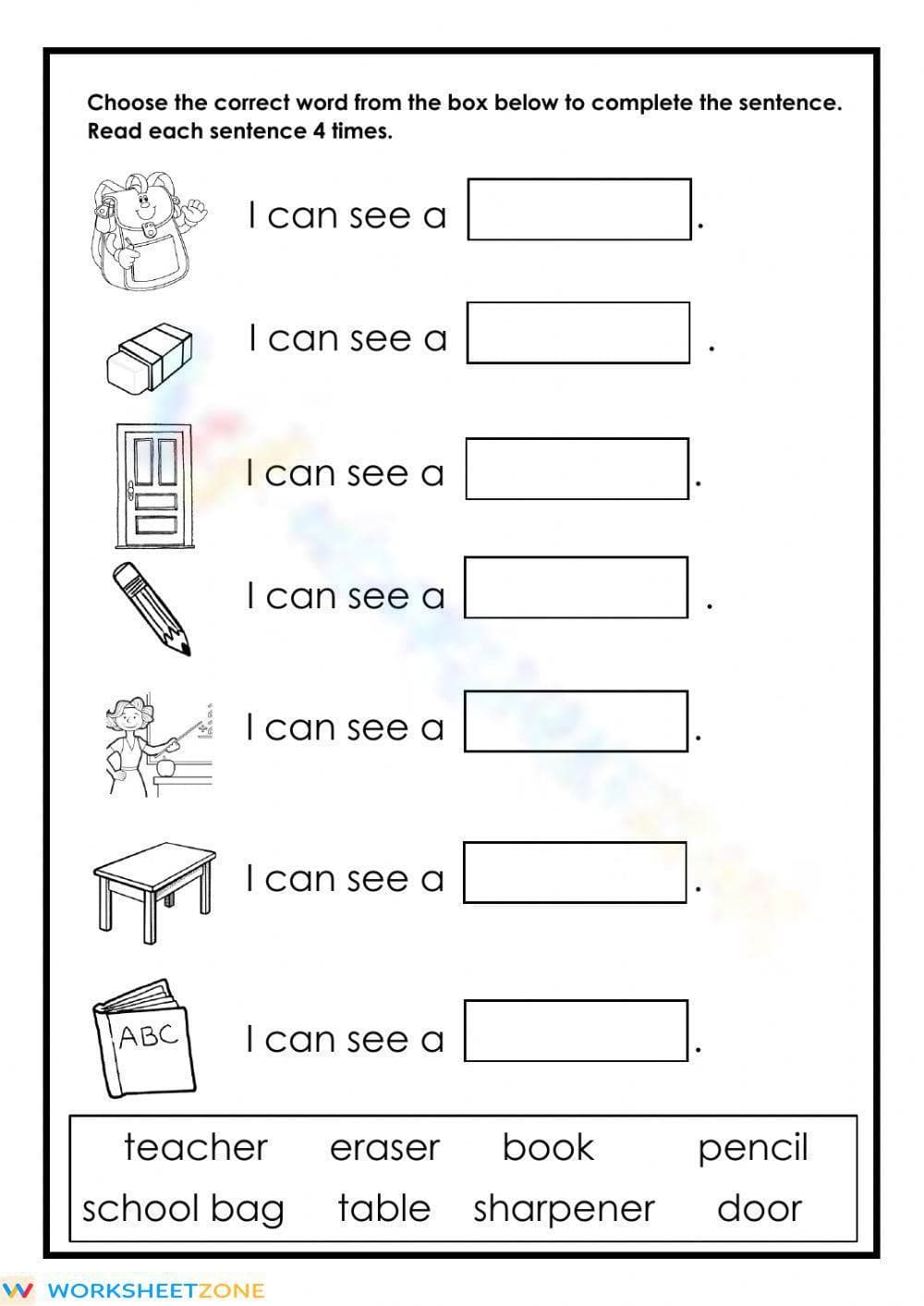 Classroom Objects - Page 1