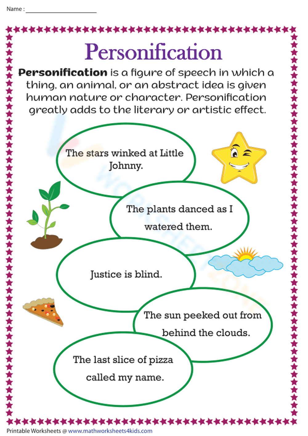 Personification Chart: Understanding Literary Devices - Page 1