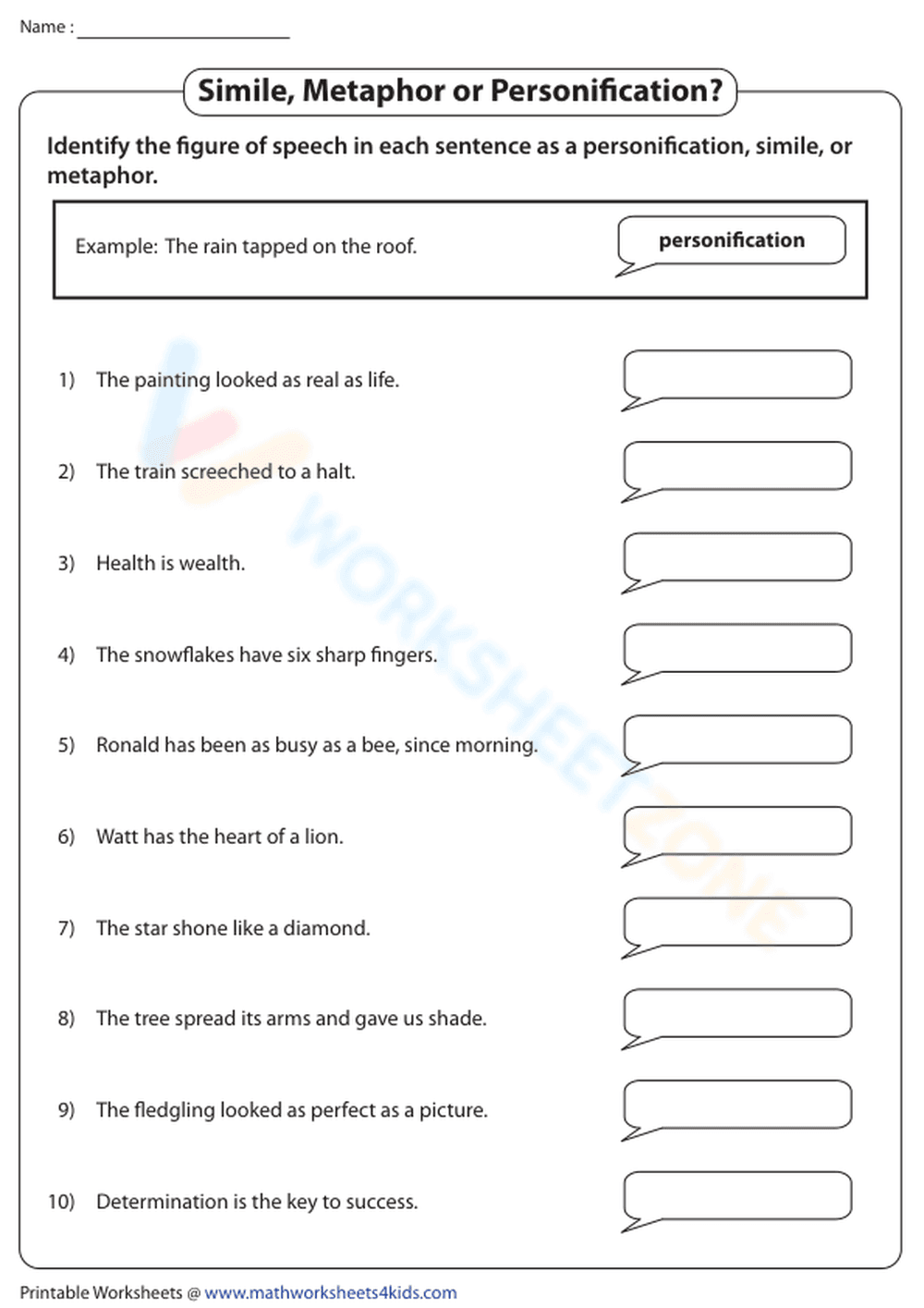 Simile, Metaphor, Personification: Identifying Literary Devices - Page 1