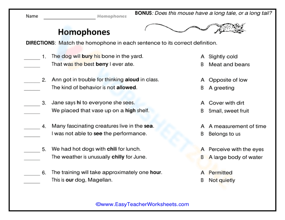 Mousy/ Homophones - Page 1