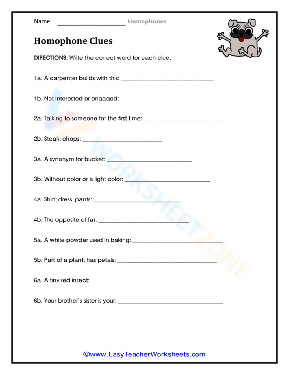 Homophone Clues - Page 1