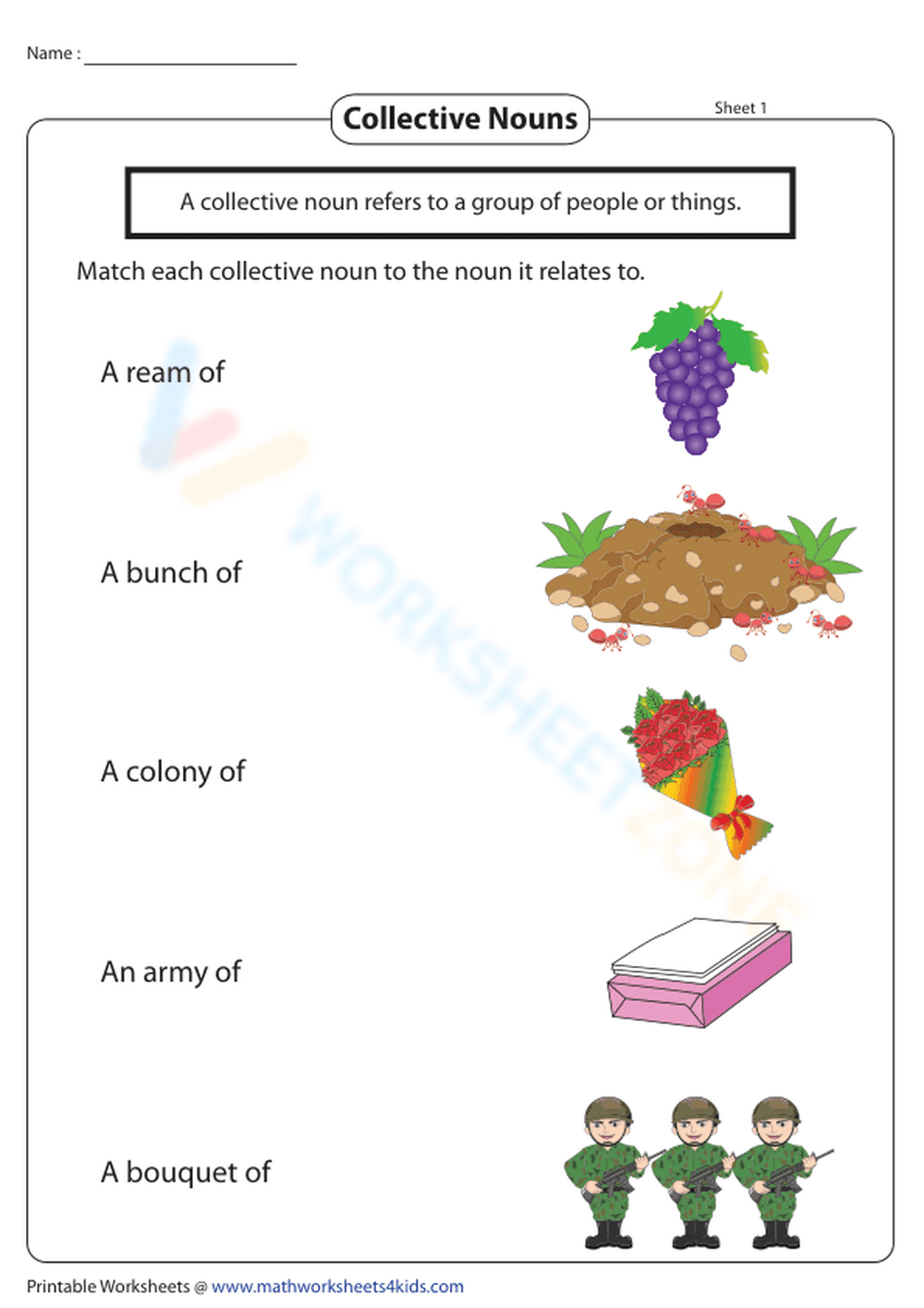 Matching Collective Nouns with Images - Page 1