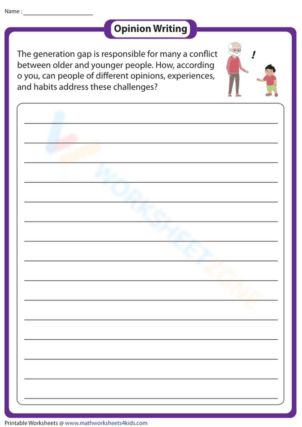 Opinion Writing Prompts for 7th Grade - Page 1