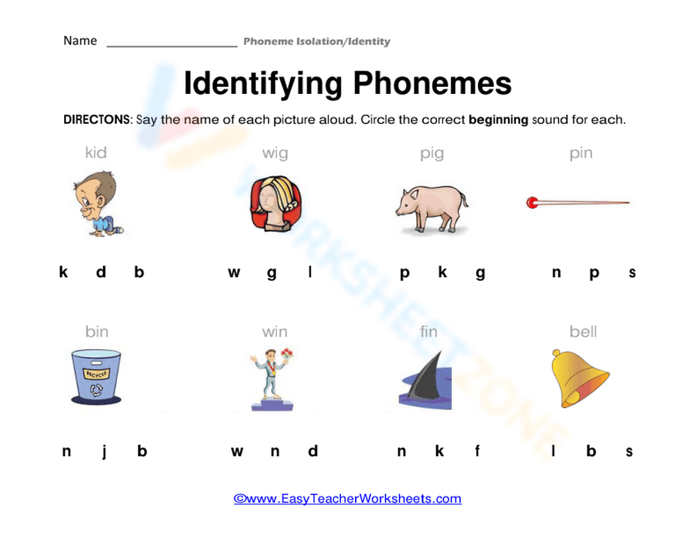Identifying Phonemes - Page 1
