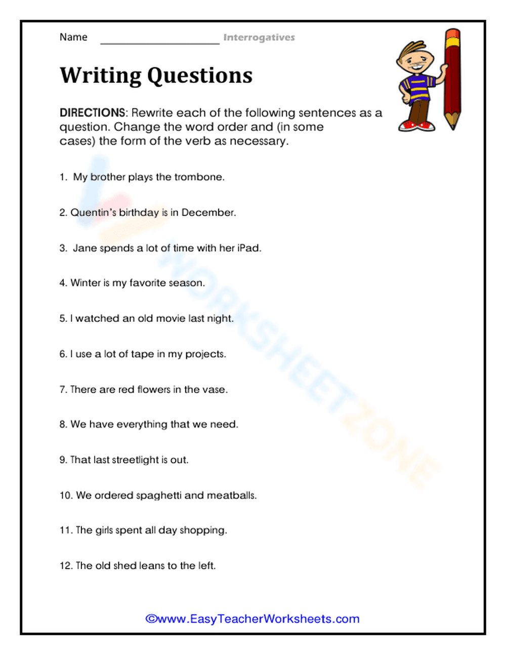 Writing Questions - Page 1