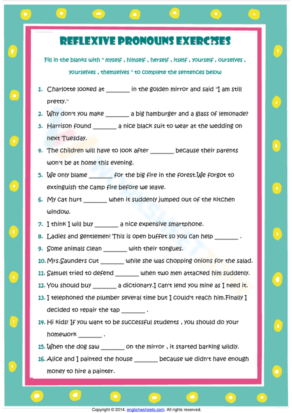 Reflexive pronoun exercises - Page 1