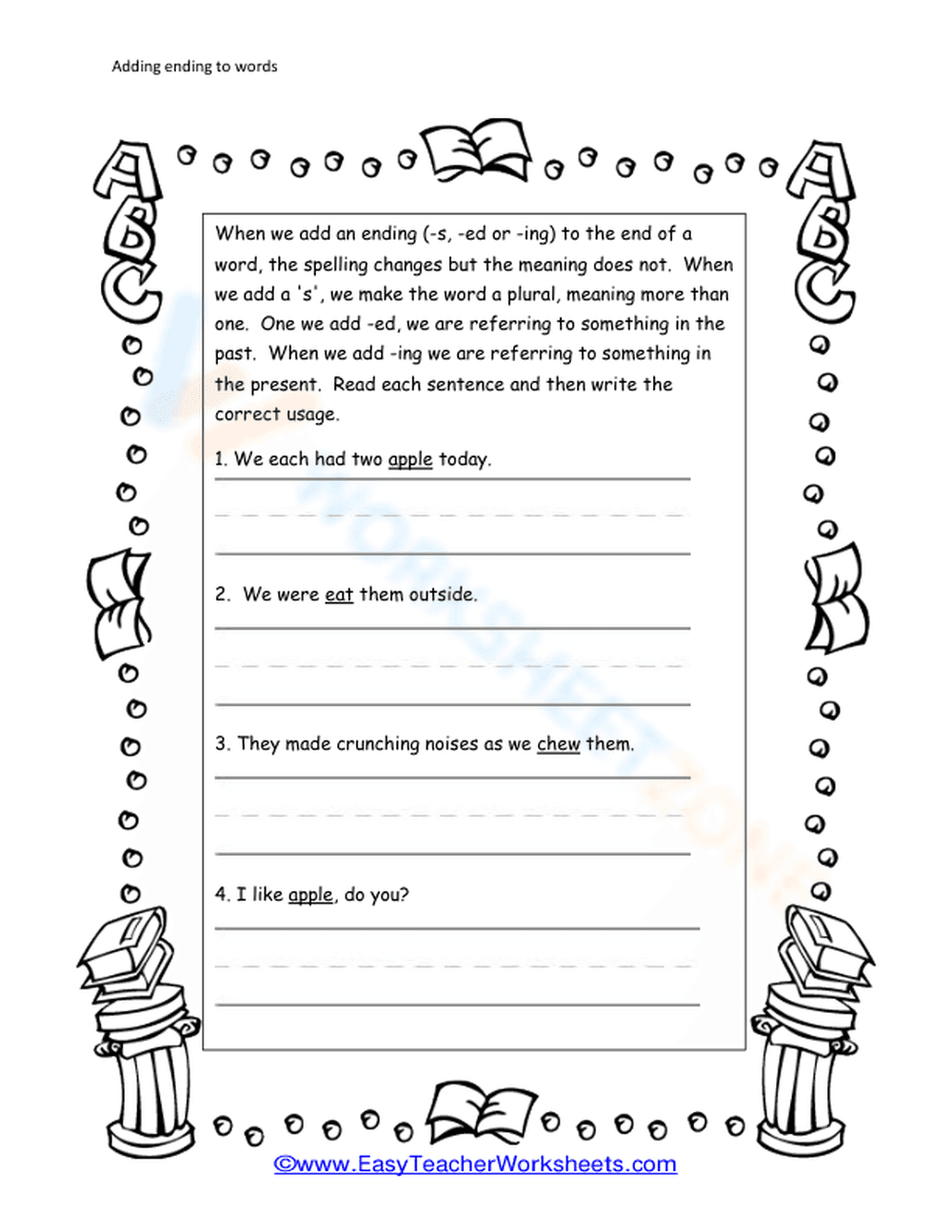 Improve Spelling by Adding Endings to Words - Page 1