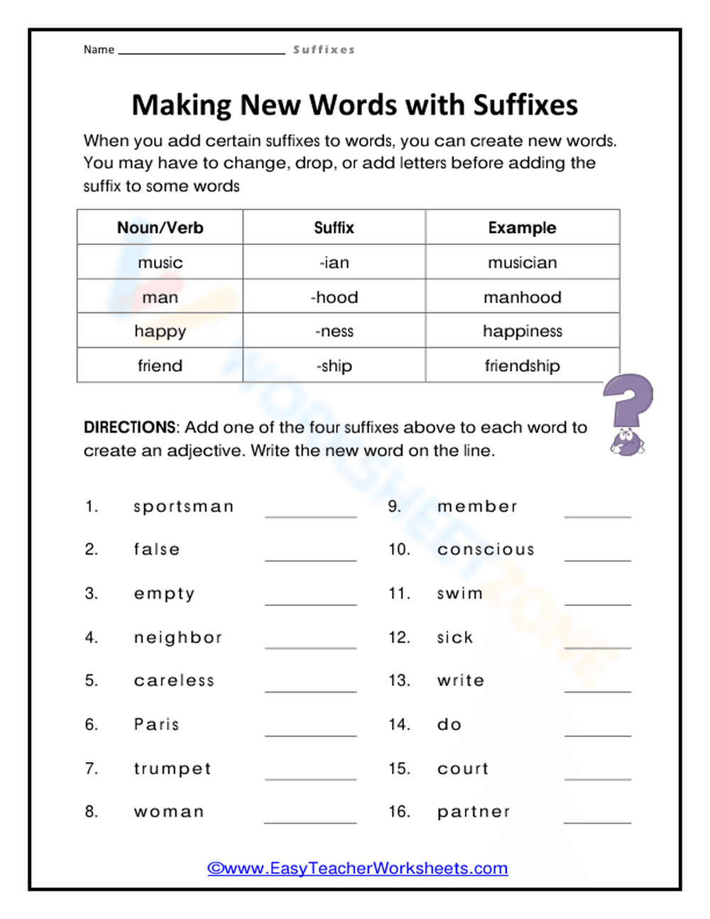 Making New Words with Suffixes - Page 1