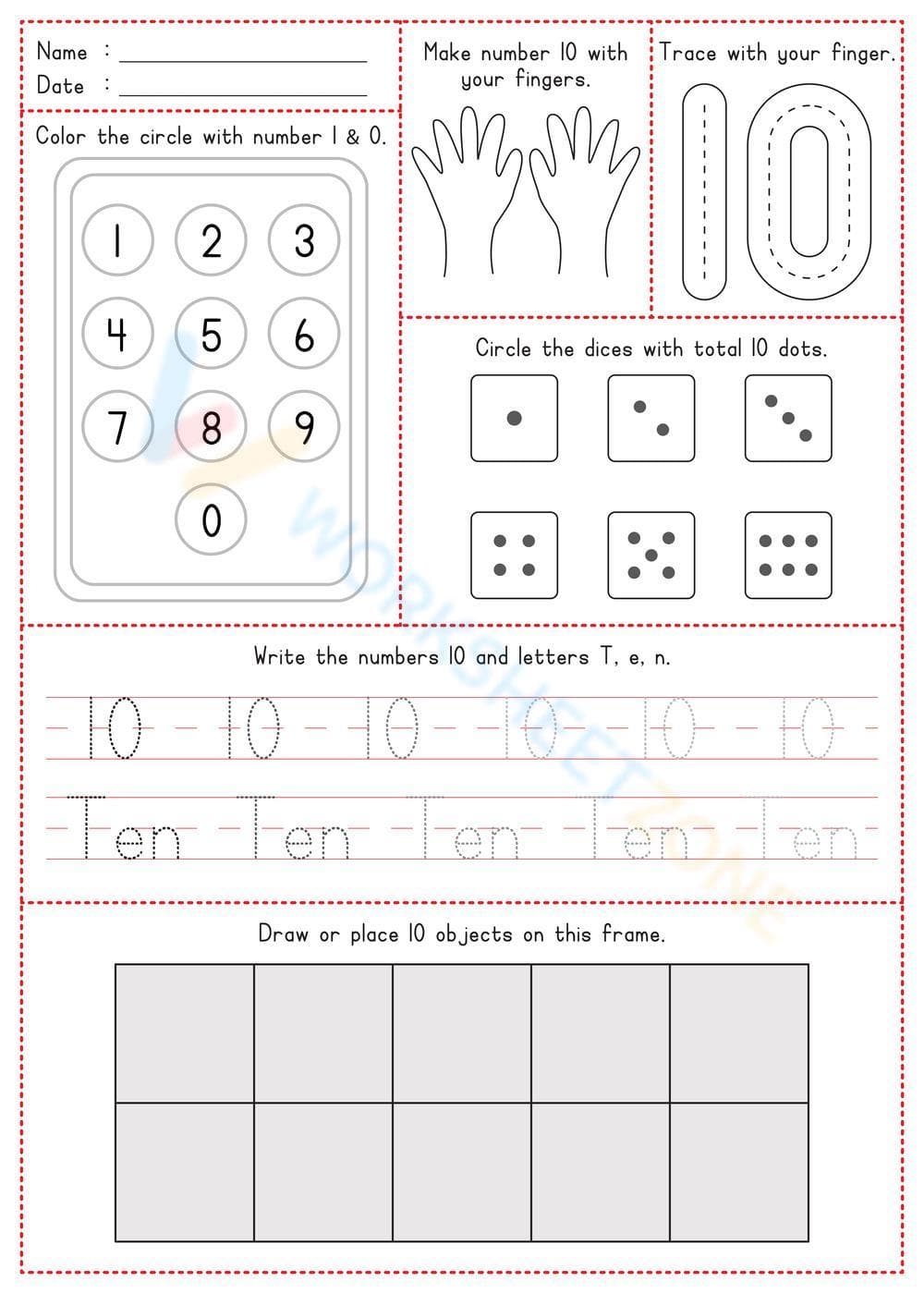 Interactive Number 10 Worksheet for Early Math - Page 1