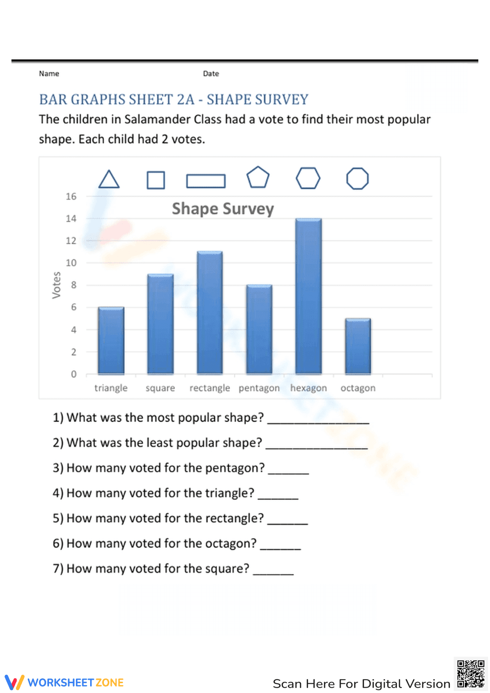 Bar Graph Worksheet: Shape Survey - Page 1