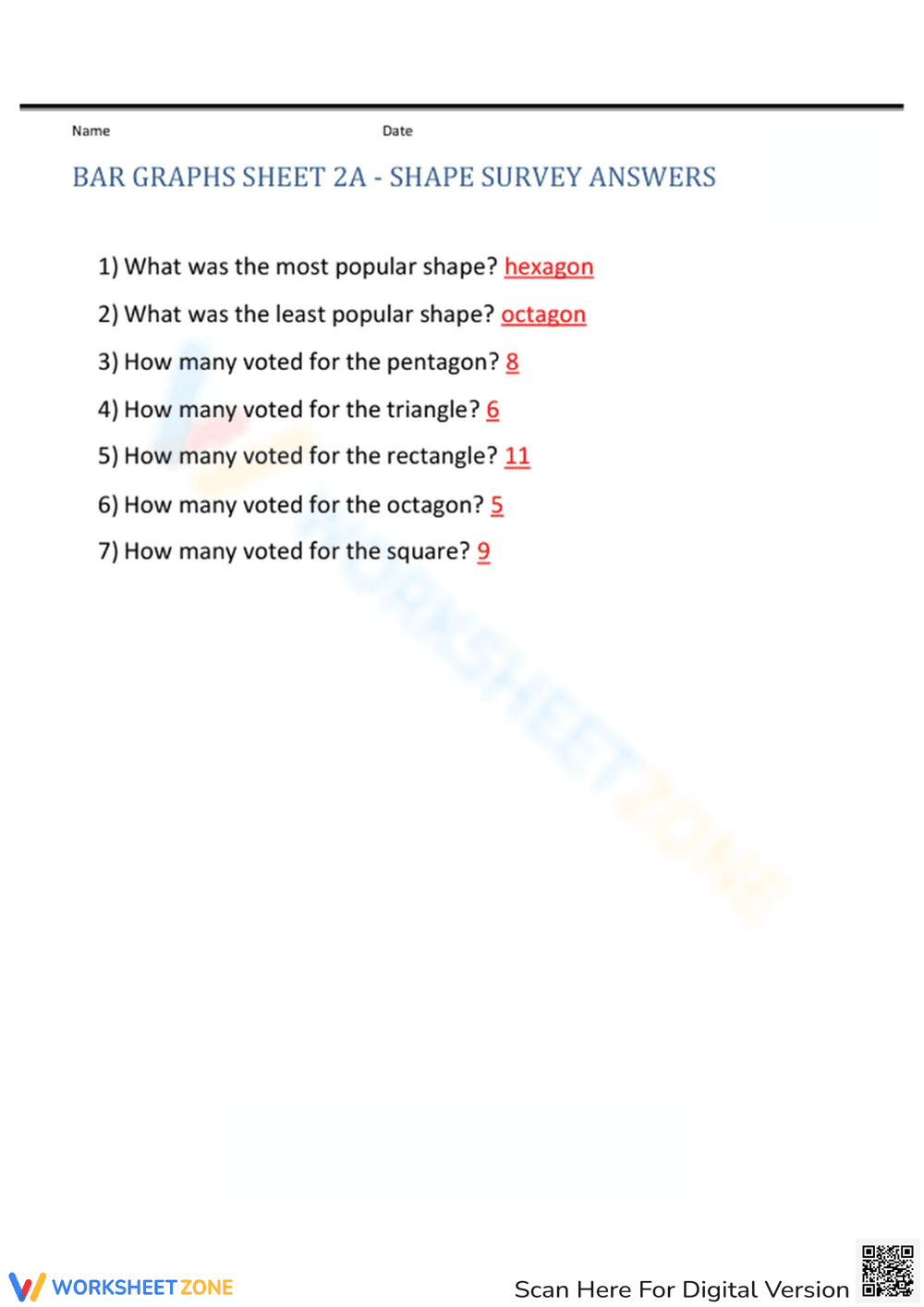 Bar Graph Worksheet: Shape Survey - Page 2