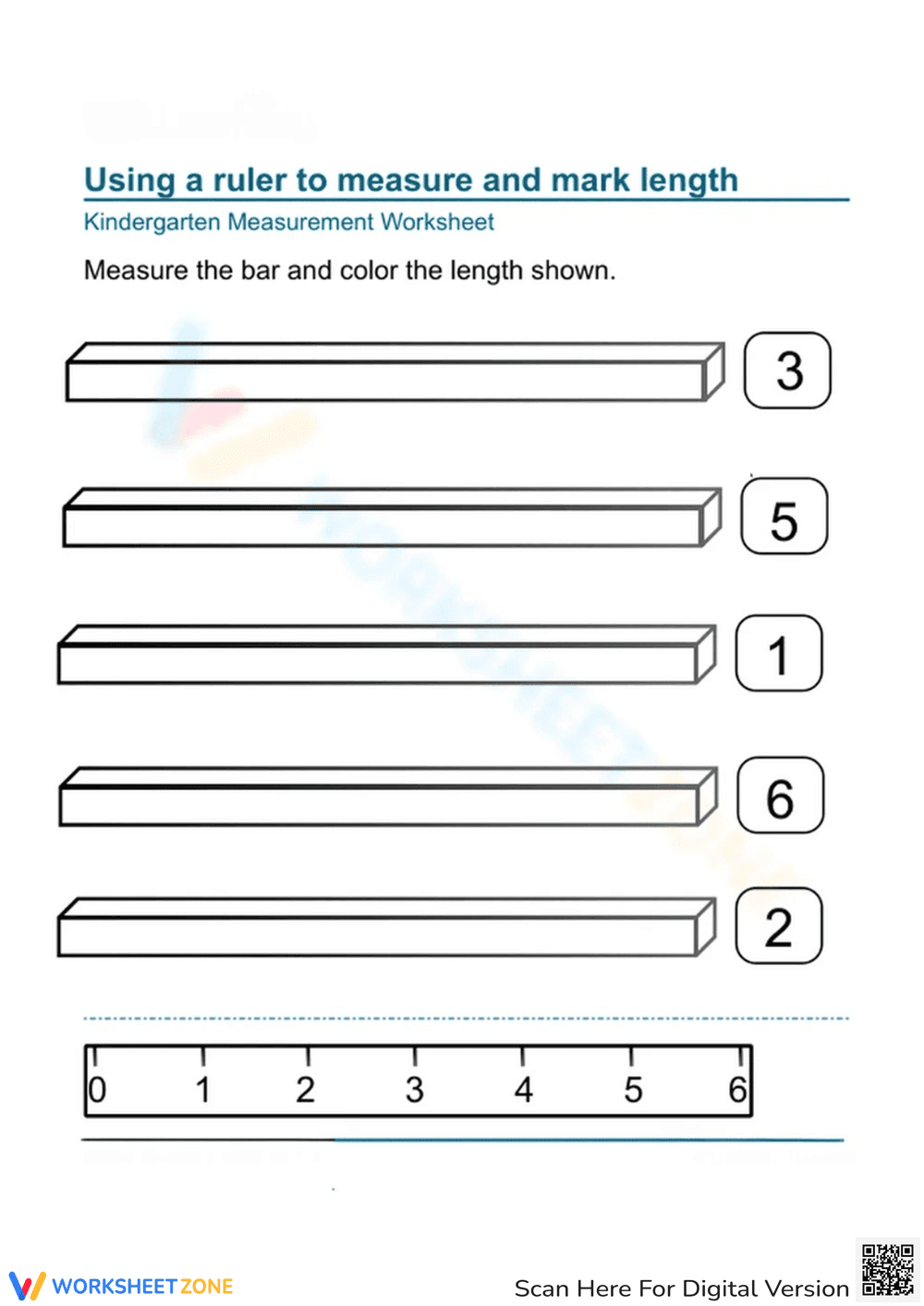 Measure and Color Lengths: Fun Worksheet for Kids - Page 1