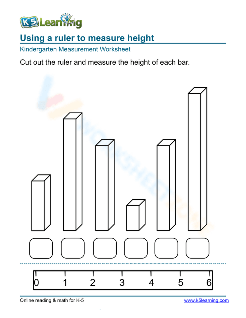 Measure with a cut-out scale worksheets - Page 1